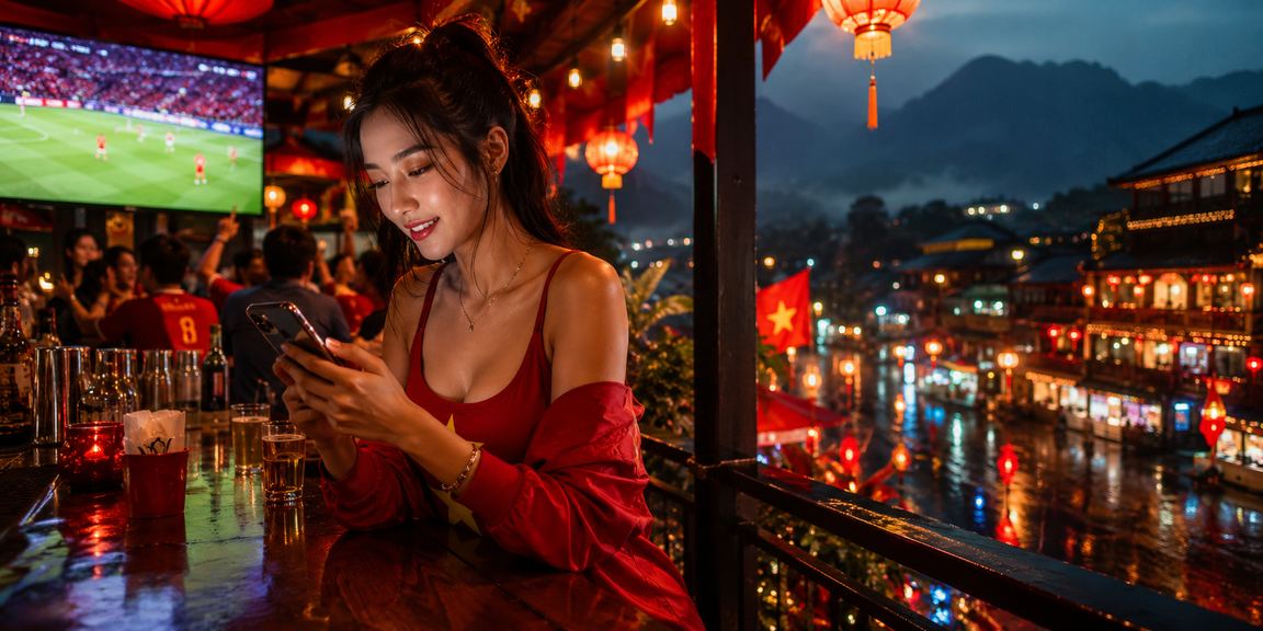 Người hâm mộ bóng đá tại Sa Pa theo dõi trận đấu và xem khuyến mãi cá cược thể thao trên điện thoại